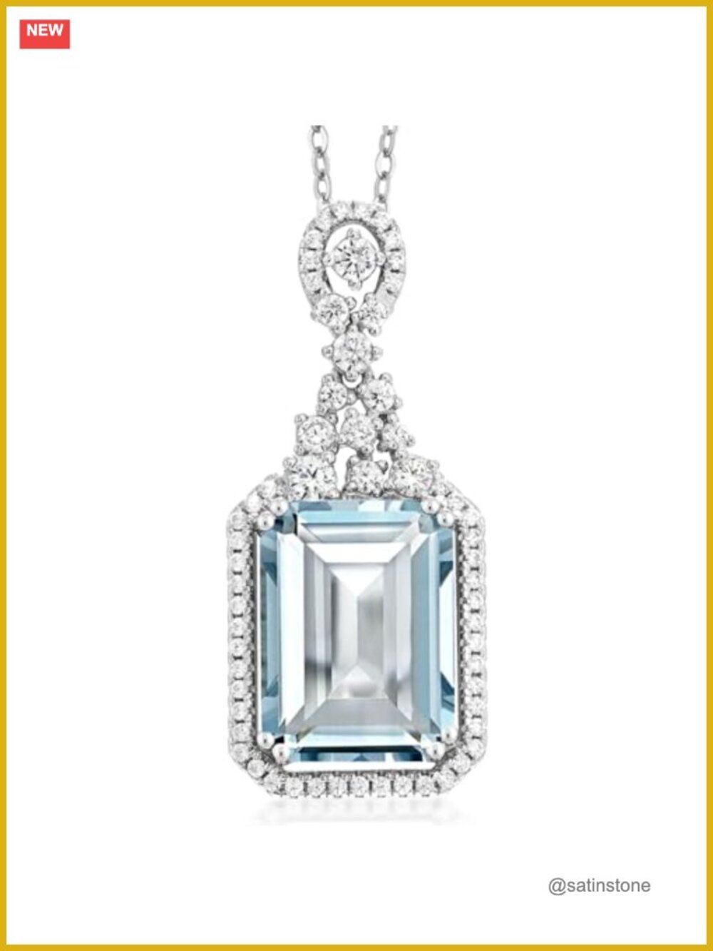Emerald Cut 925 Sterling Silver Pendant Necklace 18 Inch Chain